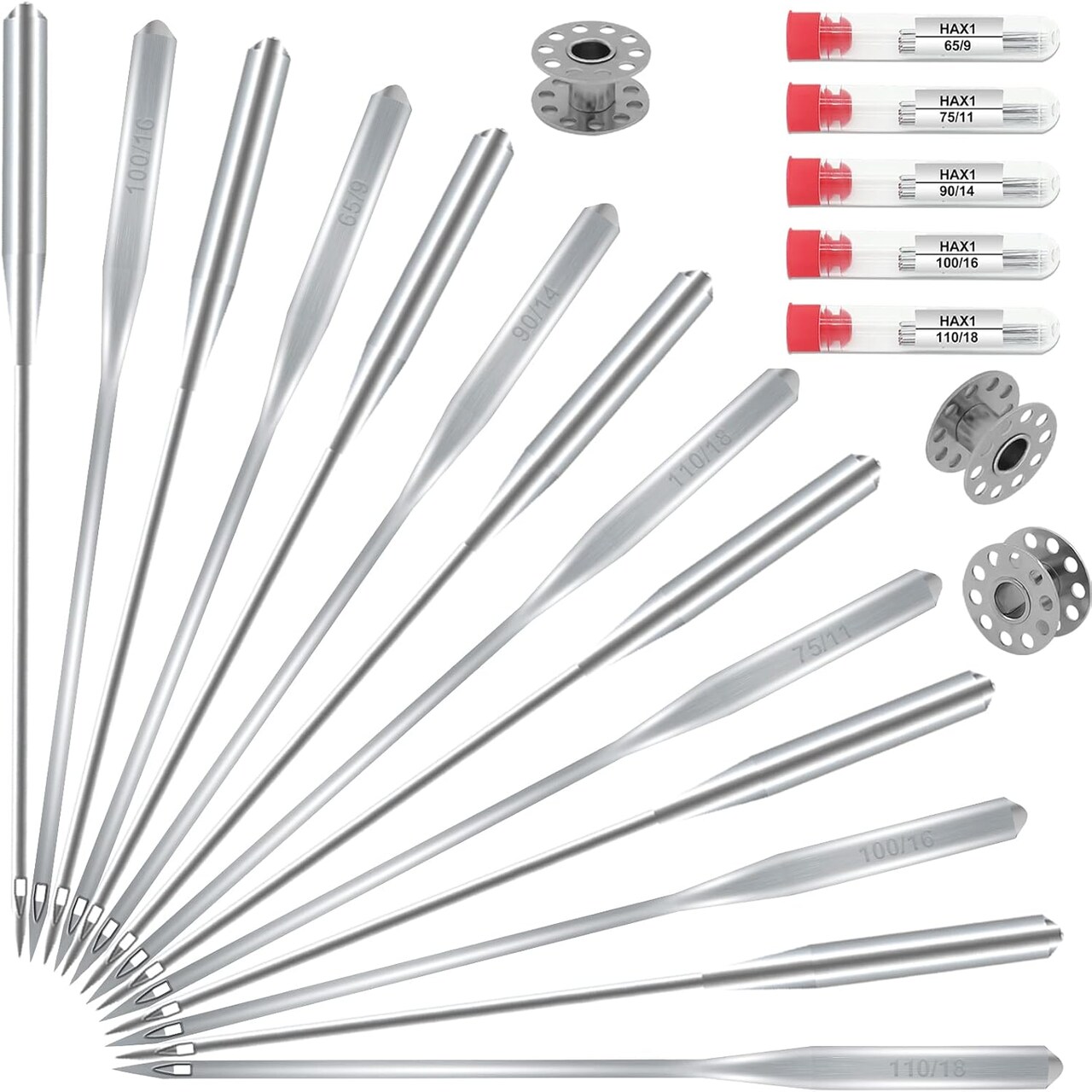60 PCS Sewing Machine Needles, 100/16 Universal Sewing Machine Needles, Suitable for Singer, Brother, Janome Sewing Machines, Sizes 65/9, 75/11, 80/12, 90/14, 100/16, 110/18